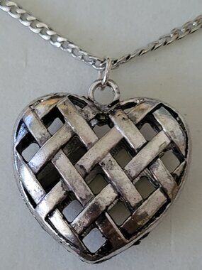 Black and Silver Mesh Heart Pendant